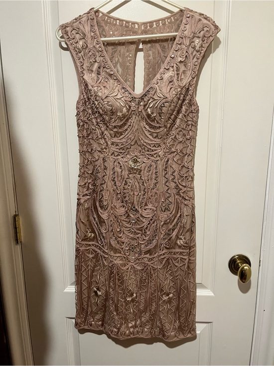 Sue Wong Dresses & Skirts - Sue Wong Dusty Rose Beaded V-Neck Cocktail Dress